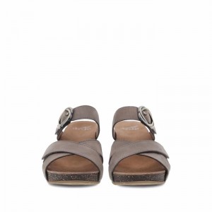 Grey Brown Dansko Casual Santiago Memory Foam Women's Sandals | BVQTNK-975