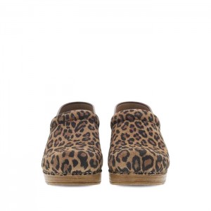 Leopard Dansko Slip On Stapled Clog Suede Women's Clogs | DFJHYP-736