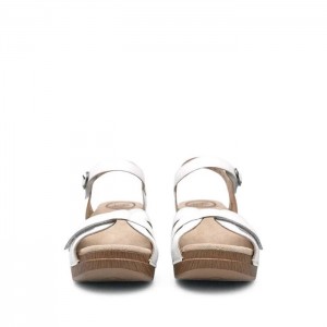 White Dansko Comfort Season Leather Women's Sandals | AYNOZE-976