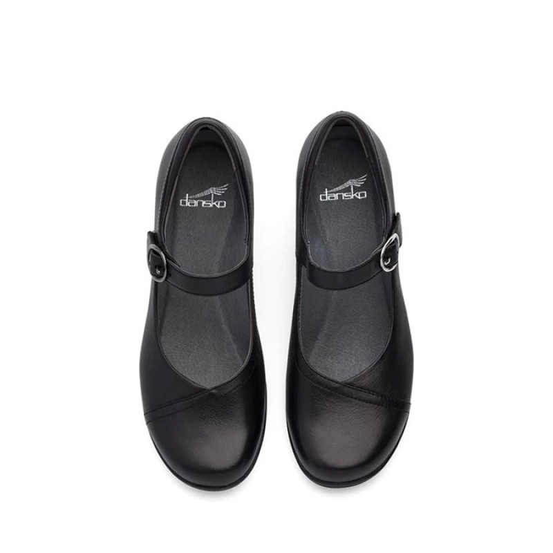 Black Dansko Buckle Fawna Leather Women's Shoes | BVYWKO-190