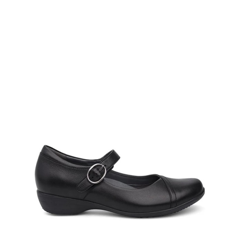 Black Dansko Buckle Fawna Leather Women's Shoes | BVYWKO-190