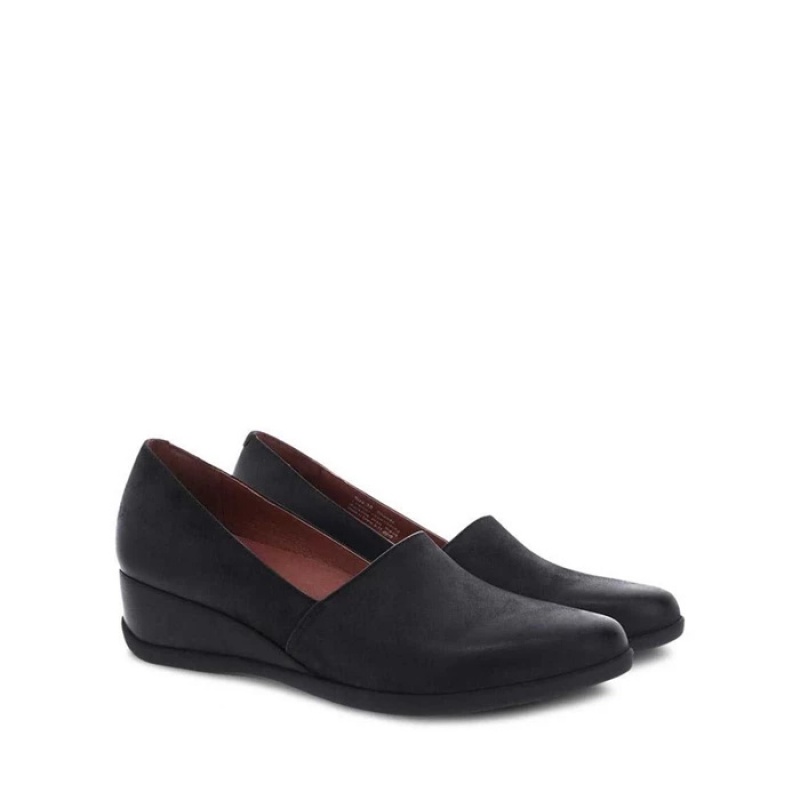 Black Dansko Casual Sanza Leather Women's Shoes | WAPBIS-527