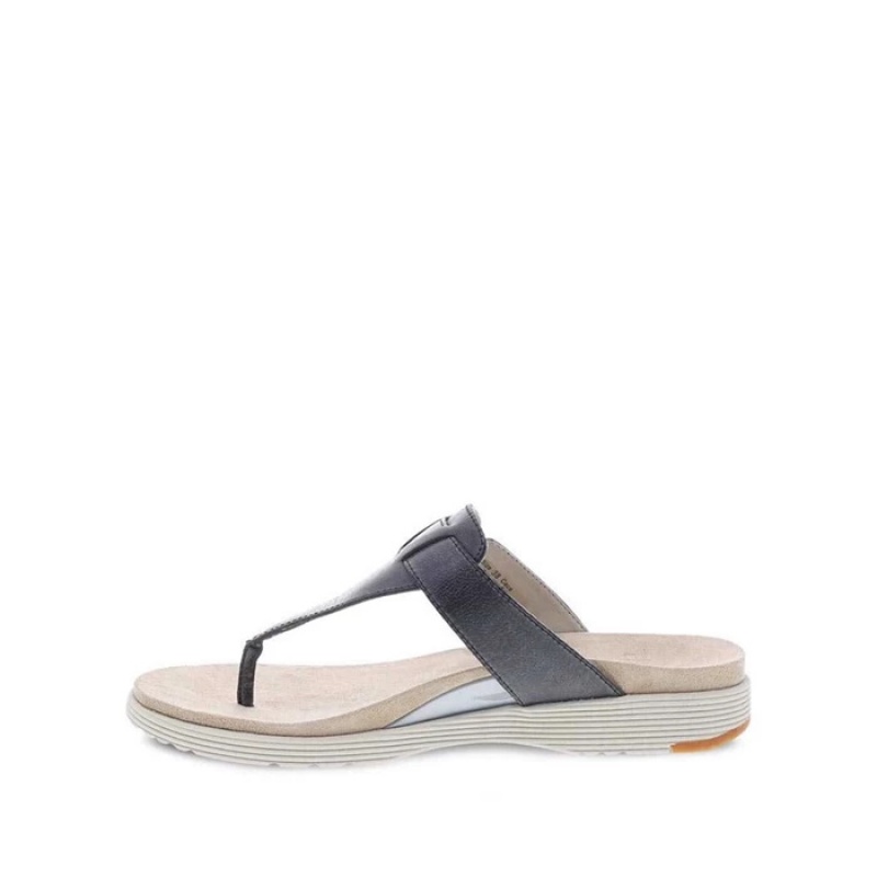 Black Dansko Comfort Cece Leather Women's Sandals | FMLHKS-518