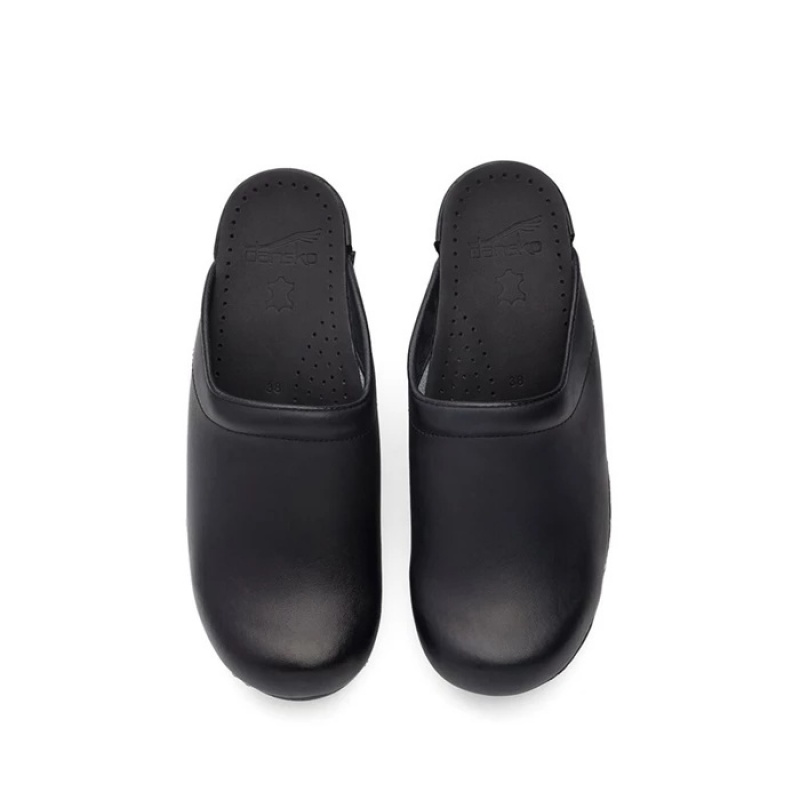 Black Dansko Comfort Sonja Leather Women's Clogs | AGLZMV-836