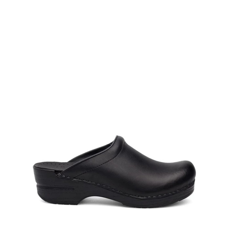 Black Dansko Comfort Sonja Leather Women's Clogs | AGLZMV-836