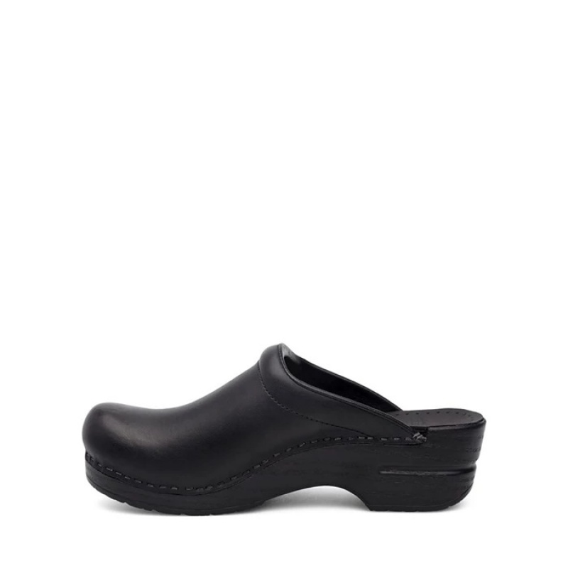 Black Dansko Comfort Sonja Leather Women's Clogs | AGLZMV-836