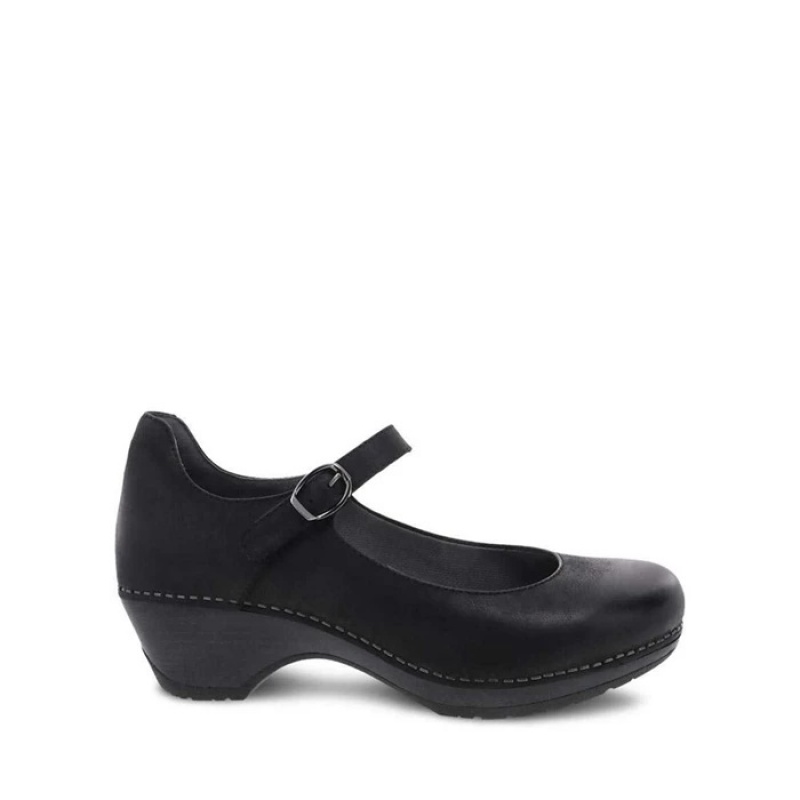 Black Dansko Mary Jane Madrid Leather Women's Shoes | RLXFCE-650