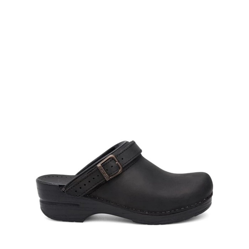 Black Dansko Sling Ingrid Leather Women's Shoes | UZEKHJ-519