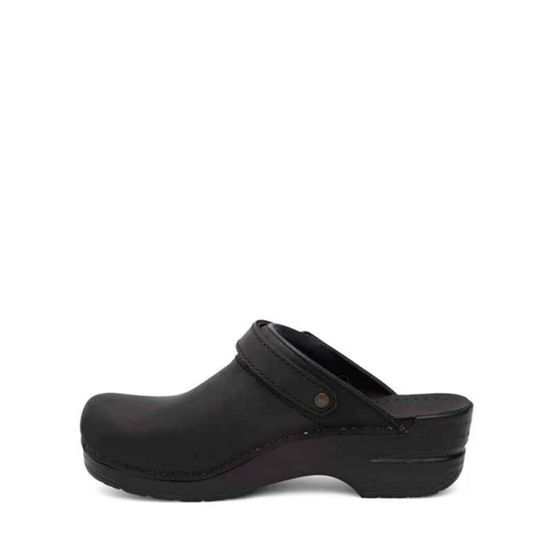 Black Dansko Sling Ingrid Leather Women's Shoes | UZEKHJ-519