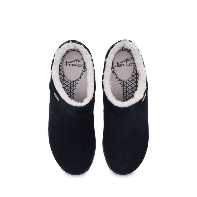 Black Dansko Slip On Portland Suede Women's Mules | OCYSZT-479