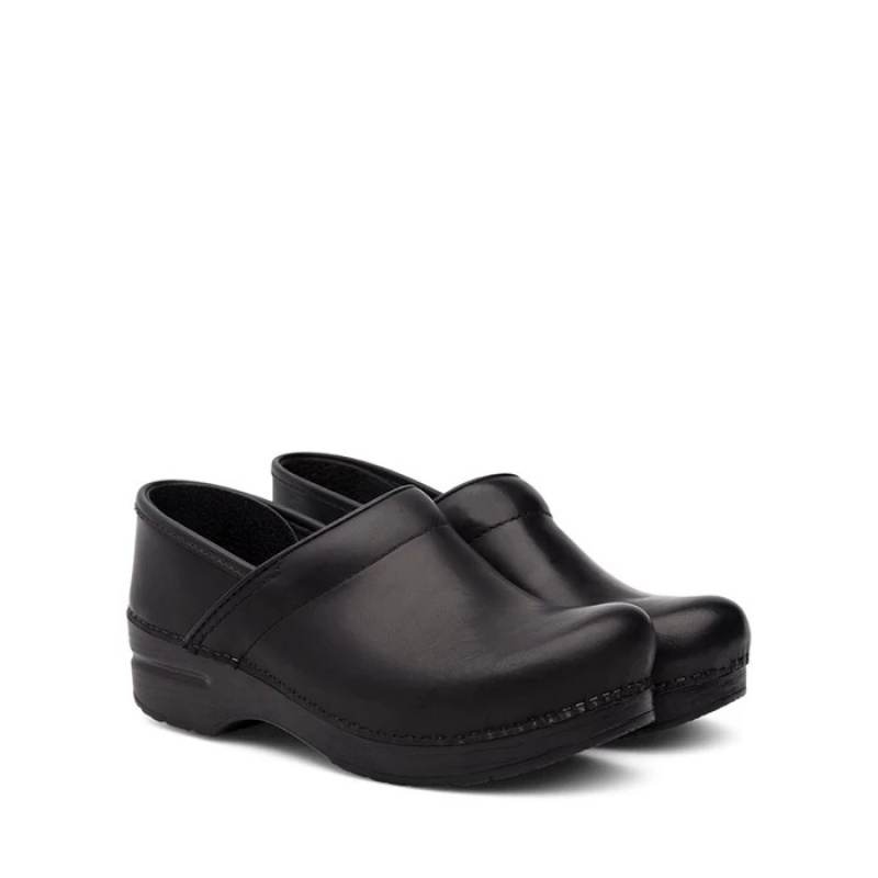 Black Dansko Slip On Professional Leather Women's Clogs | VTRQXJ-701