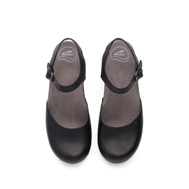 Black Dansko Strap Sam Leather Women's Shoes | EMIUAL-705