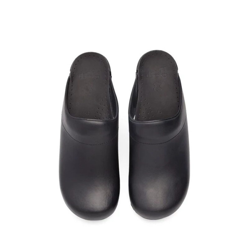 Black Dansko Walking Karl Leather Men's Clogs | LSQCFD-318