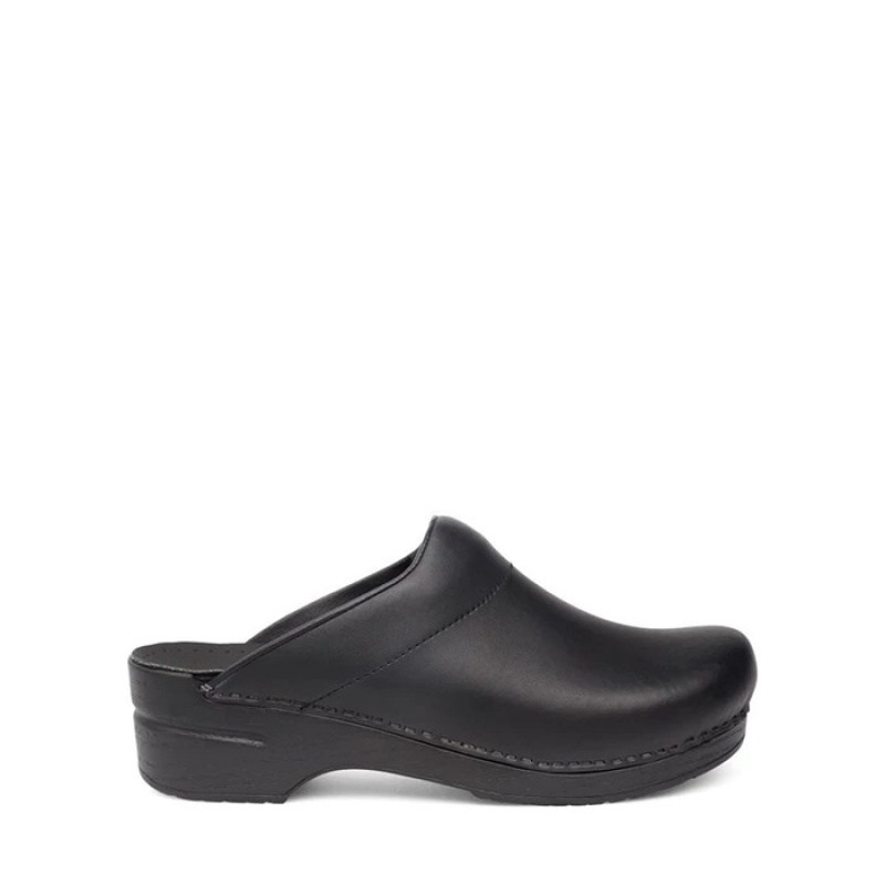 Black Dansko Walking Karl Leather Men's Clogs | LSQCFD-318