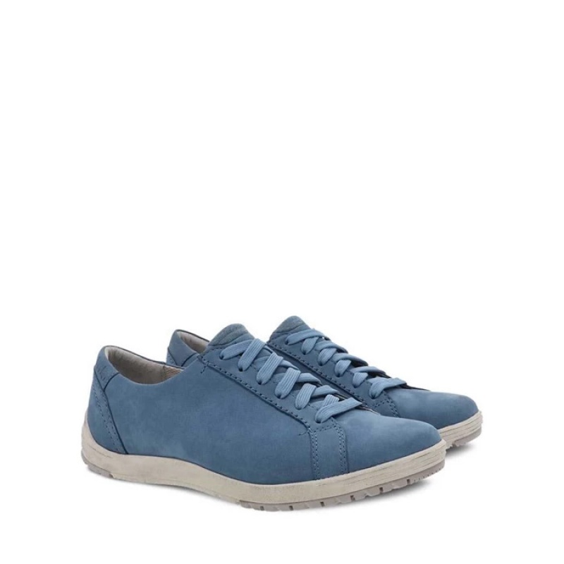 Blue Dansko Sport Leela Leather Women's Sneakers | ELTIOS-025