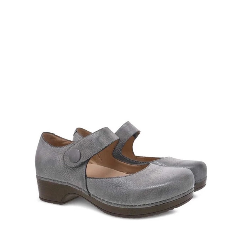 Blue Grey Dansko Low Tops Barnes Leather Women's Clogs | EHCMJX-231