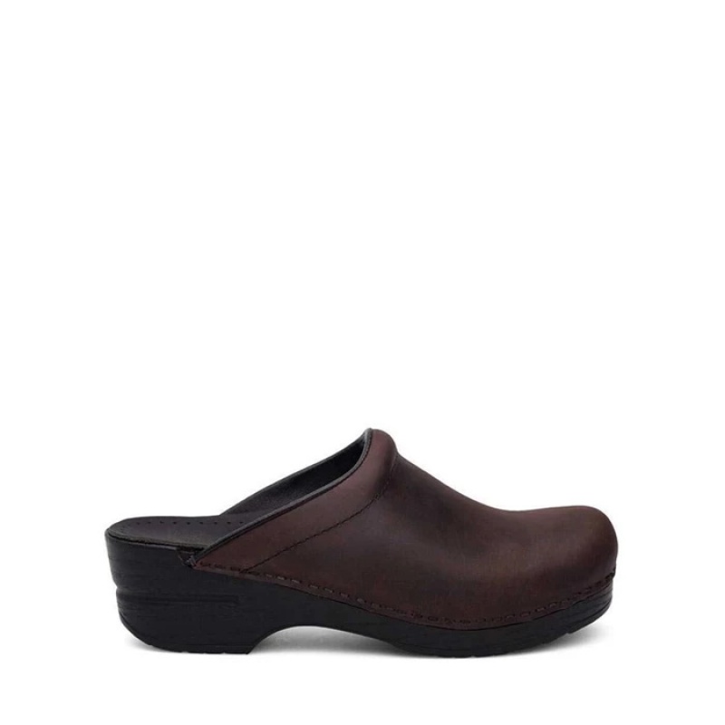 Brown Dansko Comfort Sonja Leather Women's Clogs | FHCGSB-136