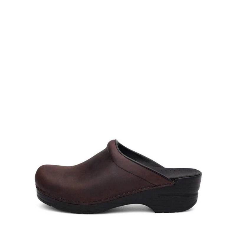 Brown Dansko Comfort Sonja Leather Women's Clogs | FHCGSB-136