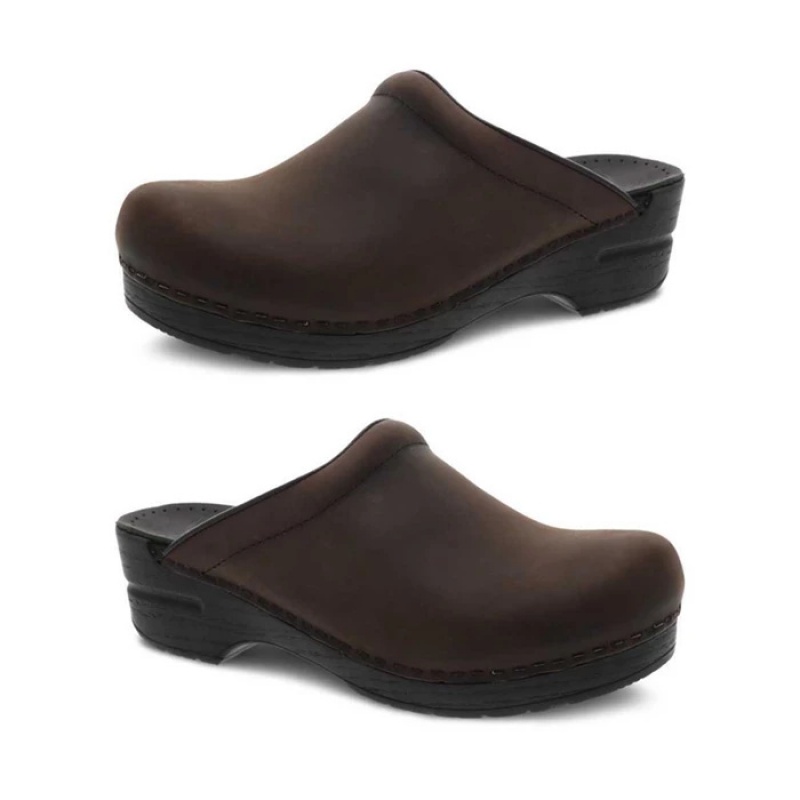 Brown Dansko Comfort Sonja Leather Women\'s Clogs | FHCGSB-136