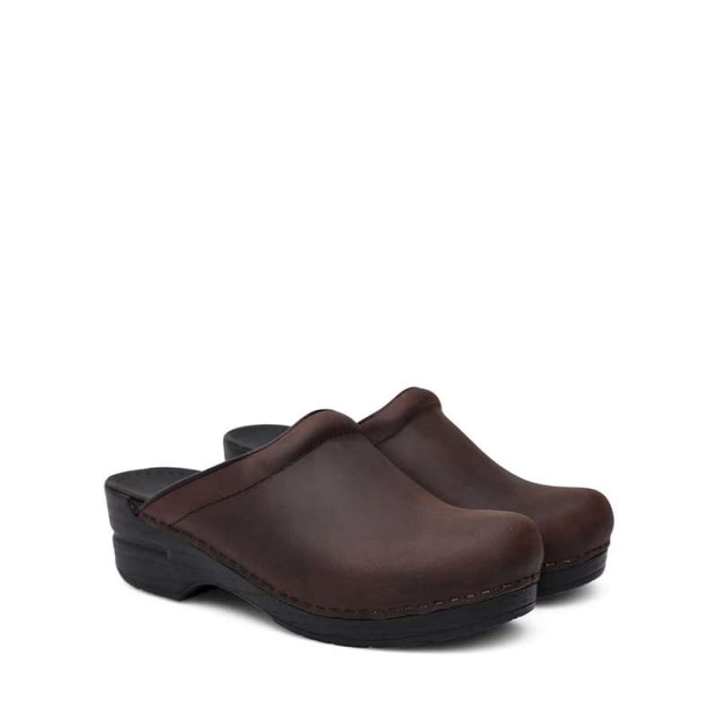 Brown Dansko Comfort Sonja Leather Women's Clogs | OMNLHG-019