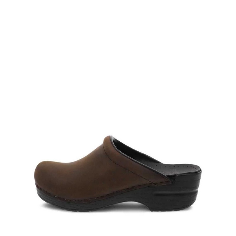 Brown Dansko Comfort Sonja Leather Women's Clogs | OMNLHG-019