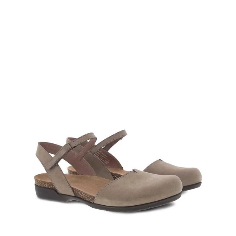 Grey Brown Dansko Strap Roma Leather Women's Sandals | WPFAYG-937