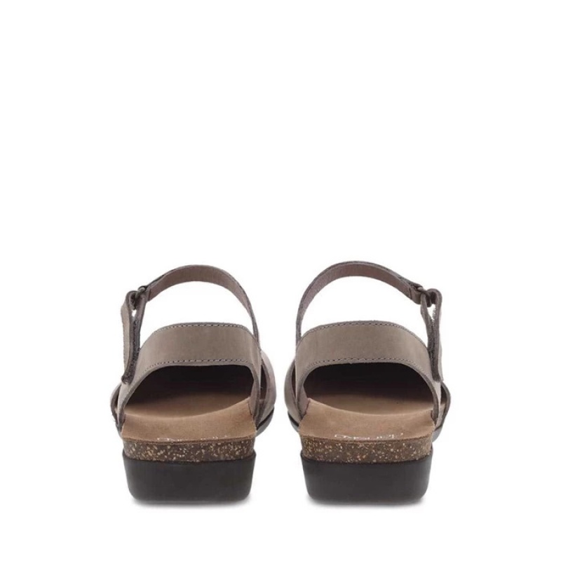 Grey Brown Dansko Strap Roma Leather Women's Sandals | WPFAYG-937