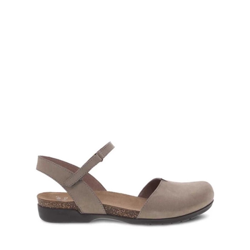 Grey Brown Dansko Strap Roma Leather Women's Sandals | WPFAYG-937