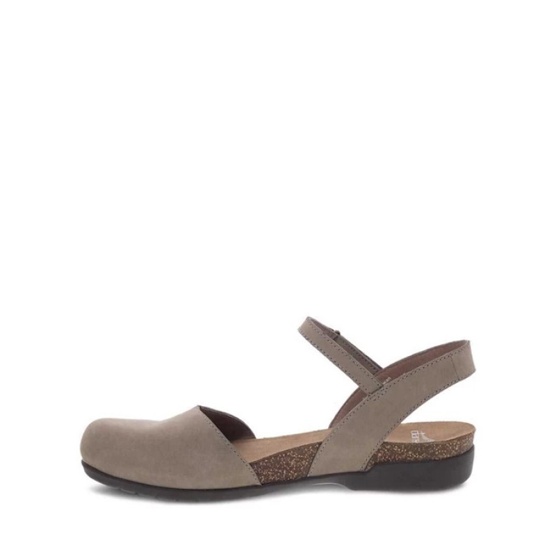 Grey Brown Dansko Strap Roma Leather Women's Sandals | WPFAYG-937