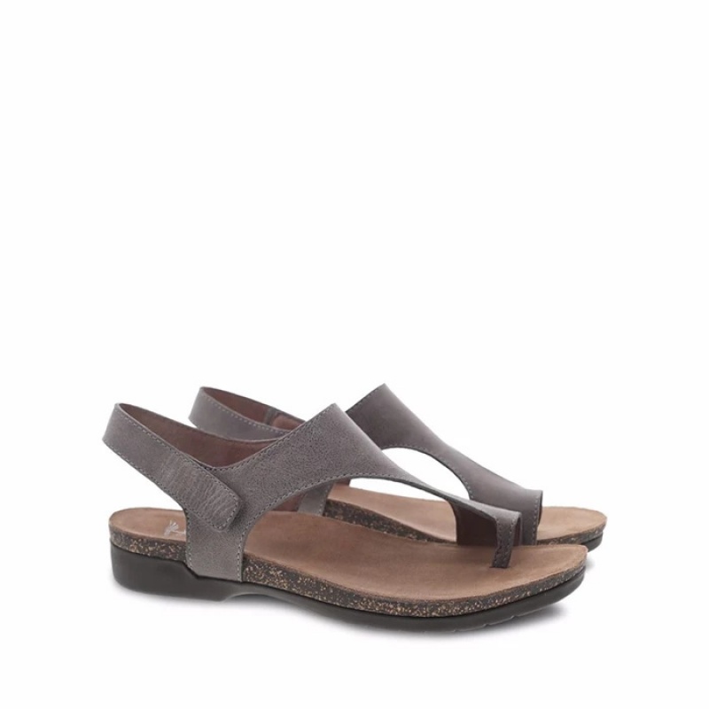 Grey Dansko Casual Roma Leather Women's Sandals | AHUFRP-581