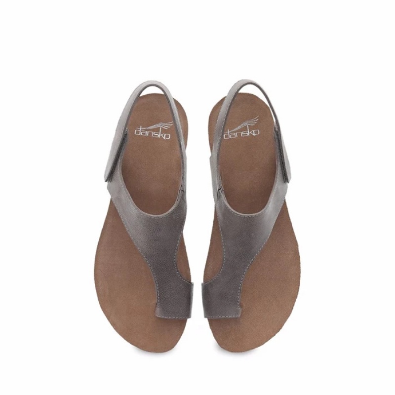 Grey Dansko Casual Roma Leather Women's Sandals | AHUFRP-581