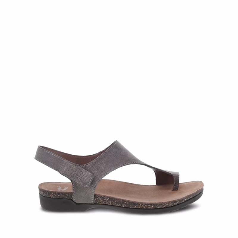 Grey Dansko Casual Roma Leather Women's Sandals | AHUFRP-581