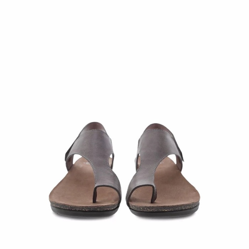 Grey Dansko Casual Roma Leather Women\'s Sandals | AHUFRP-581