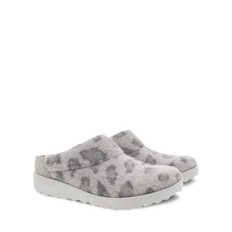 Grey Leopard Dansko Comfort Lakewood Wool Women's Shoes | RAGBTY-268