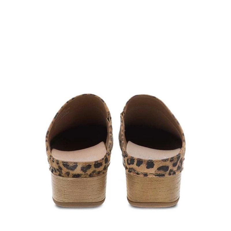 Leopard Dansko Brenda Suede Women's Clogs | RTYPAN-680