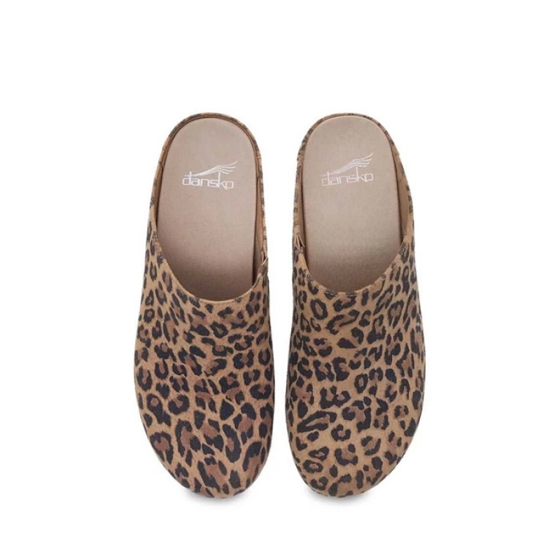 Leopard Dansko Brenda Suede Women's Clogs | RTYPAN-680