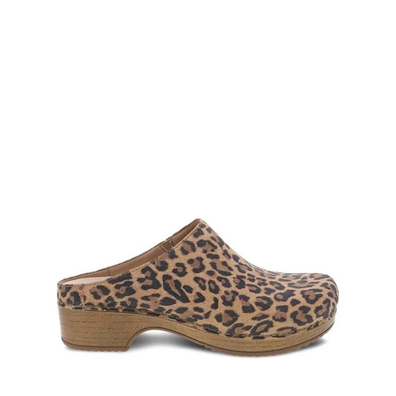 Leopard Dansko Brenda Suede Women's Clogs | RTYPAN-680