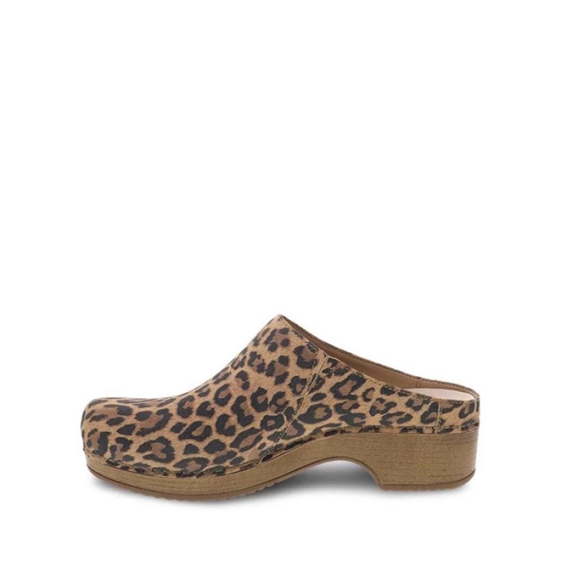 Leopard Dansko Brenda Suede Women's Clogs | RTYPAN-680