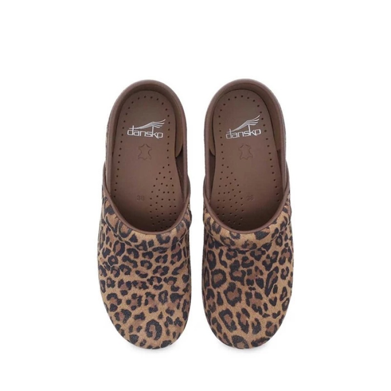 Leopard Dansko Slip On Stapled Clog Suede Women's Clogs | DFJHYP-736