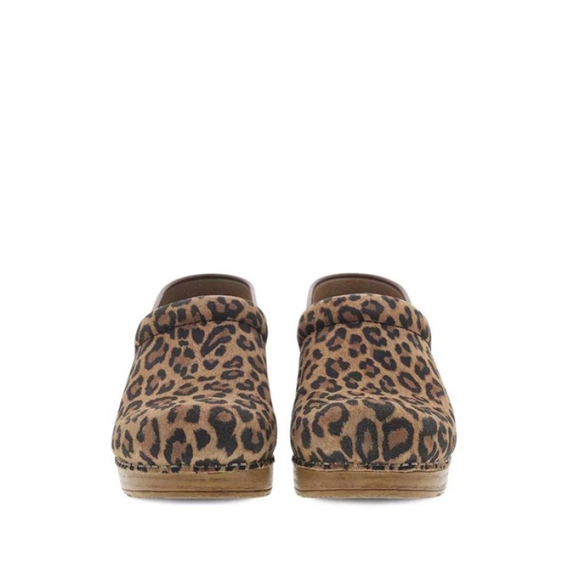 Leopard Dansko Slip On Stapled Clog Suede Women\'s Clogs | DFJHYP-736