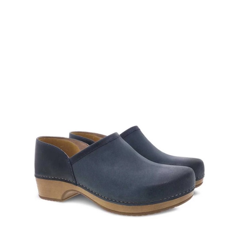 Navy Dansko Comfort Brenna Suede Women's Clogs | FWMVPH-648