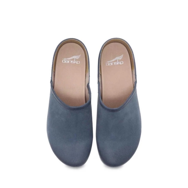 Navy Dansko Comfort Brenna Suede Women's Clogs | FWMVPH-648