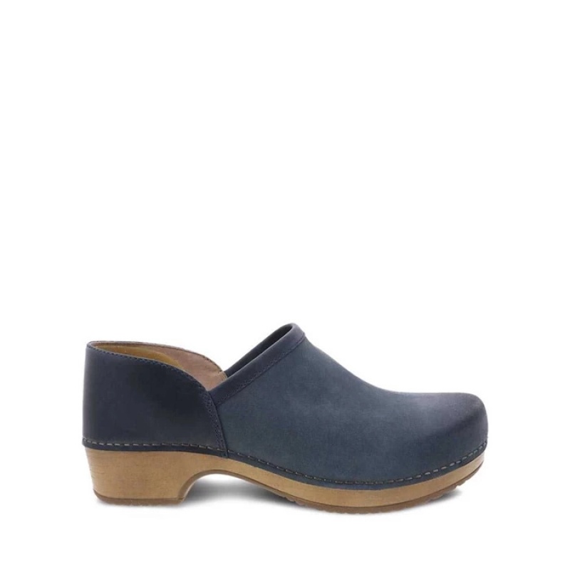 Navy Dansko Comfort Brenna Suede Women's Clogs | FWMVPH-648