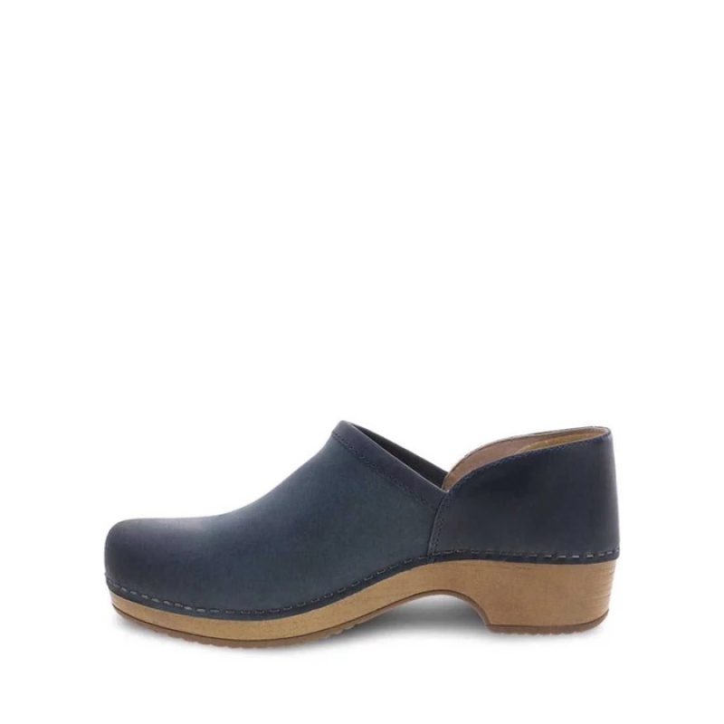 Navy Dansko Comfort Brenna Suede Women's Clogs | FWMVPH-648