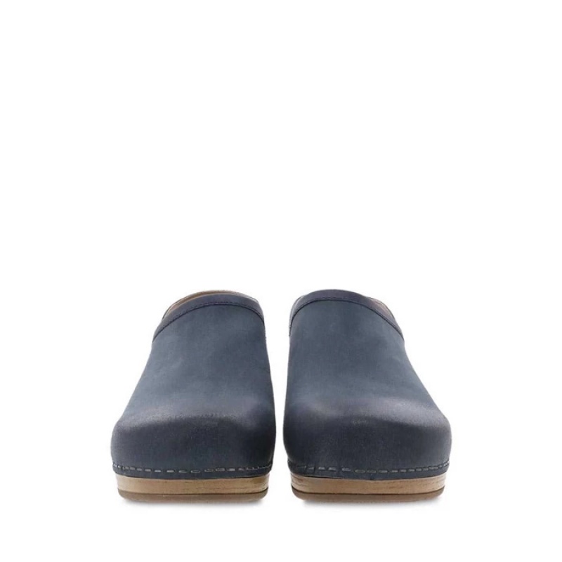 Navy Dansko Comfort Brenna Suede Women\'s Clogs | FWMVPH-648