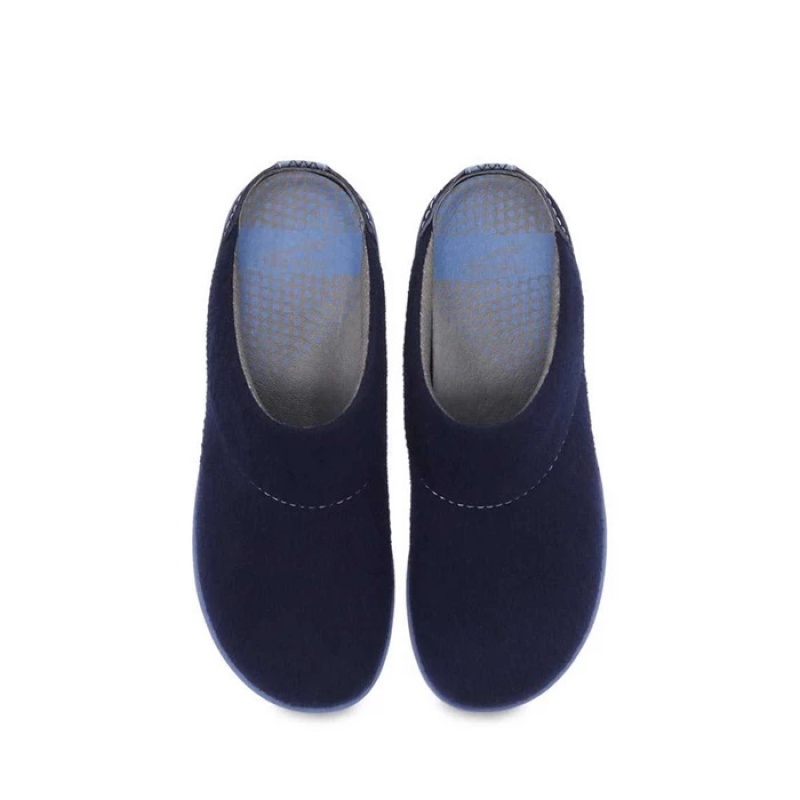 Navy Dansko Low Tops Lucie Wool Women's Shoes | XTJBHQ-267