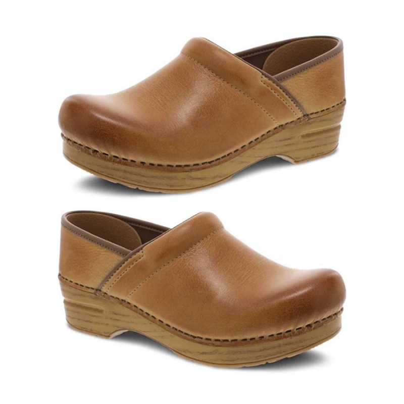 Orange Dansko Casual Stapled Clog Leather Women's Clogs | FRDVSC-860