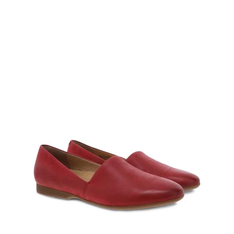 Red Dansko Slip On Lisbon Memory Foam Women's Flat | QKHLBF-140