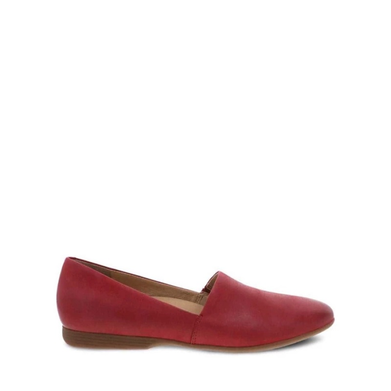 Red Dansko Slip On Lisbon Memory Foam Women's Flat | QKHLBF-140