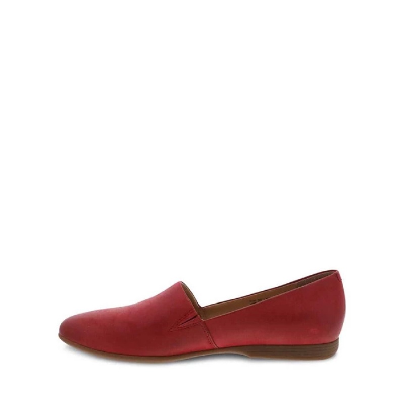 Red Dansko Slip On Lisbon Memory Foam Women's Flat | QKHLBF-140